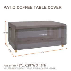 Waterproof Patio Coffee Table Grey Cover Rectangle 48''L x 28''W x 16''H, Outdoor Furniture Cover for Rectangle Firepit Table Sonwproof Windproof Lawn Deck Rectangular Table Cover