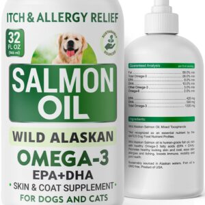 32oz Salmon Oil + 120Ct Glucosamine Treats Bundle - Skin & Coat Support + Old Dog Joint Pain Relief - EPA + DHA Fatty Acids + Chondroitin, Omega-3 - Advanced Immune, Heart & Joint Health - Made in USA