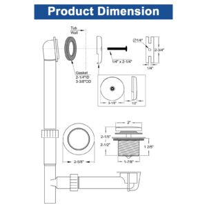 Anpean Brass Tip-Toe Bath Tub Drain Kit with Basket Strainer, Oil Rubbed Bronze