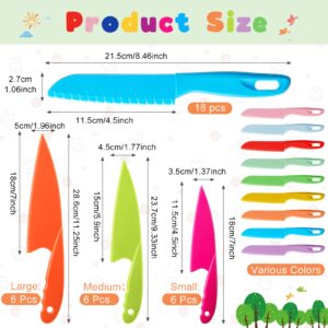 Mixweer 36 Pcs Kids Plastic Kitchen Knives Children's Safe Cooking Knives Colored Nylon Knife Set Child Proof Knife with Serrated Edges for Kids Beginners Kitchen Fruit Lettuce Vegetable Salad Bread