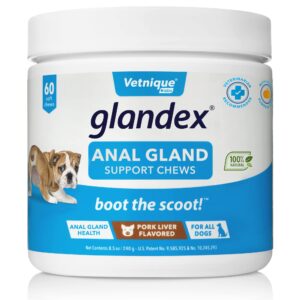 Vetnique Labs Seniorbliss All-in-One Multivitamin Chews for Senior Dogs (60ct) & Glandex Anal Gland Support Soft Chew Treats with Pumpkin for Dogs (60ct Pork) Bundle