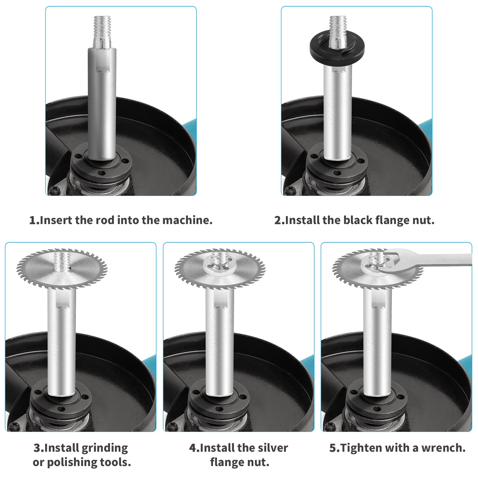 Kyuionty M10 Angle Grinder Extension Connecting Rod, 80mm Angle Grinder Extension Shaft Set Polishing Machine Adapter Lever for 100 Type Angle Grinder and Polisher