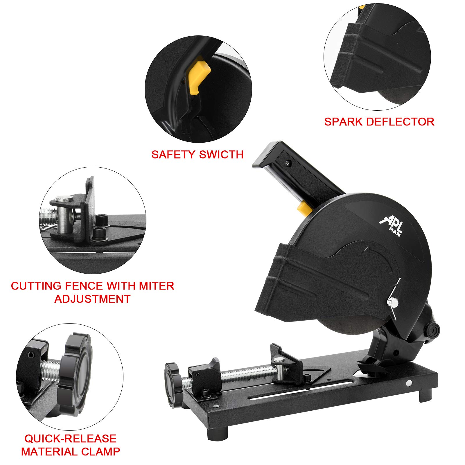 APLMAN 6 Inch Cut off Saw Metal Cutting Chop Saw Miter Saw 45° Angle iron/Rebar/Iron/Plastic Cutting