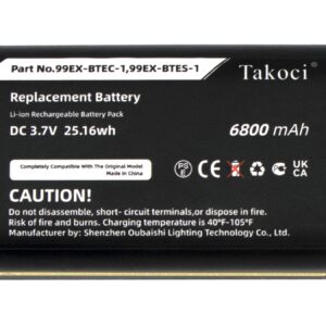 Gikysuiz Replacement Battery for Honeywell Dolphin 99EX & 99GX Series Mobile Computer fits Part Number 99EX-BTES-1 Li-ion Extended Battery 99EX-BTEC-1 Battery 3.7V/6800mAh