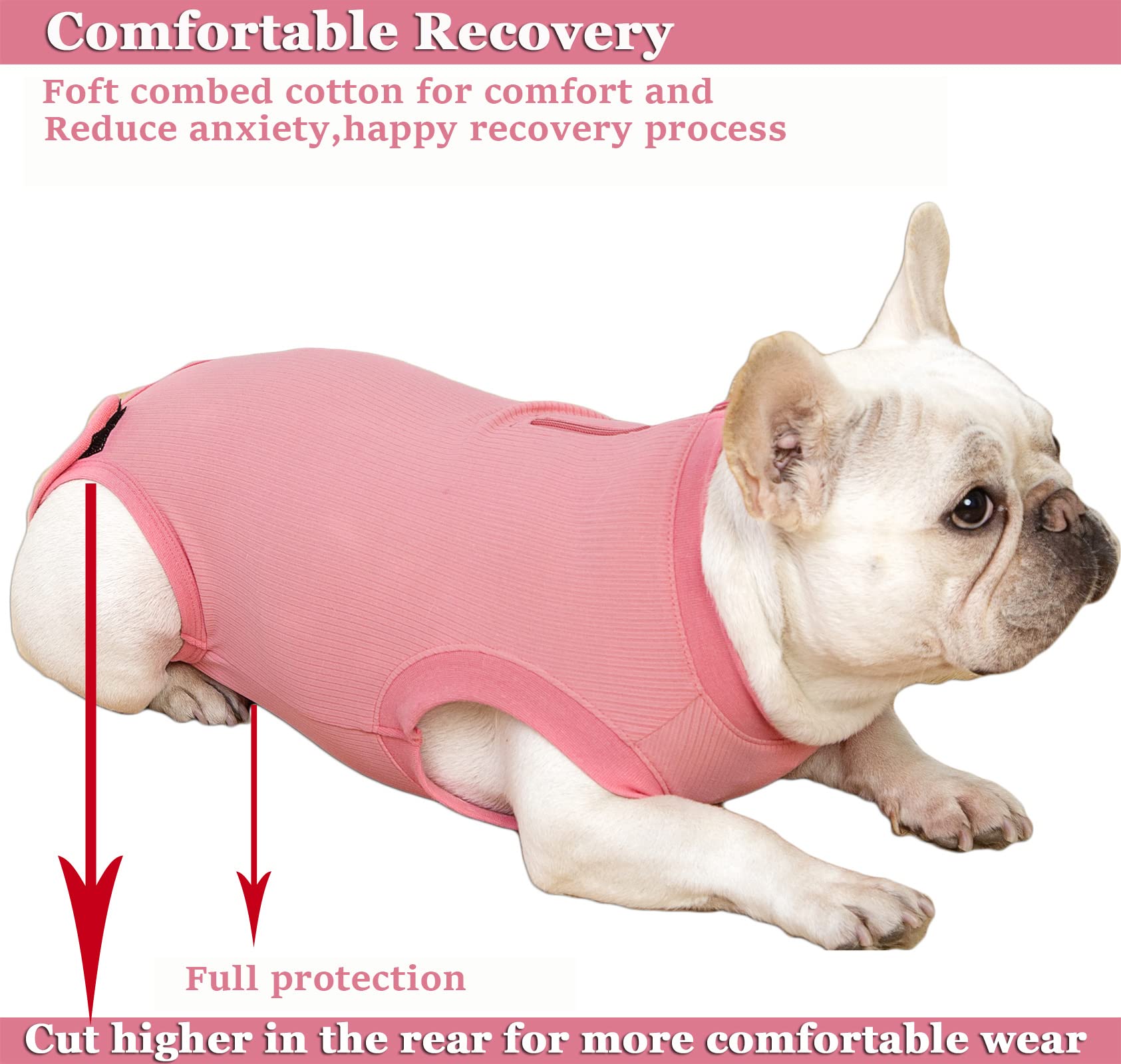 Wabdhaly Dog Surgery Recovery Suit for Female Spay,Puppy Surgical Recovery Zip Up Suit,Anti-Licking Bodysuit for Abdominal Wounds,Cone Alternative Recovery Blank Suit for Dogs