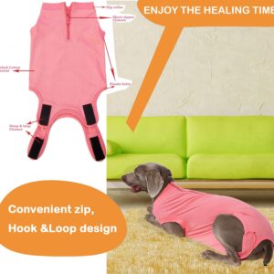 Wabdhaly Dog Surgery Recovery Suit for Female Spay,Puppy Surgical Recovery Zip Up Suit,Anti-Licking Bodysuit for Abdominal Wounds,Cone Alternative Recovery Blank Suit for Dogs