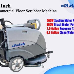 Emotor 15'' Foldable Walk Behind Hand Push Floor Scrubber Machine for Industrial Commercial Use, Upgrade Automatic Water Flow, Machine Size 32"X18"X25"(Gray)