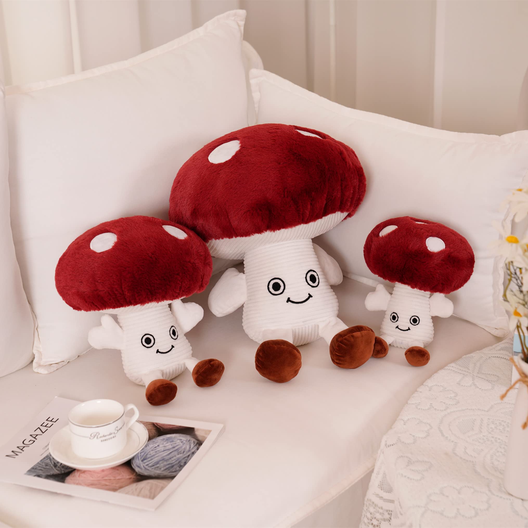 Rorutose Cute 3D Mushroom Plush Pillow Stuffed Pillow for Holiday, Birthday, Interior Decoration Garden Wedding Decoration (A Small Pillow)