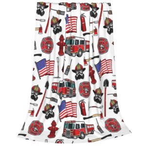 Firetruck Throw Blanket, Super-Soft Firefighter Blanket for Toddler Boys, Kids, and Children, Fleece Blanket Warm Fluffy and Cozy Soft Blanket for All Season 40"x50"