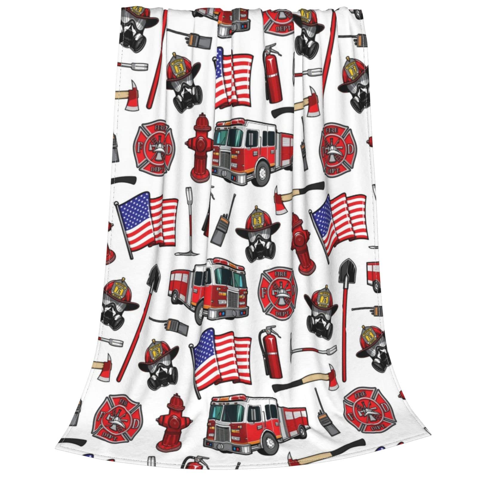 Firetruck Throw Blanket, Super-Soft Firefighter Blanket for Toddler Boys, Kids, and Children, Fleece Blanket Warm Fluffy and Cozy Soft Blanket for All Season 40"x50"