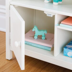 Martha Stewart Kids Jr. Dollhouse Bookcase - Creamy White: Wooden Organizer Shelves with Two Storage Compartments for Books, Dolls, Toys, and School Supplies | Children's Bedroom Furniture - Ages 3-8