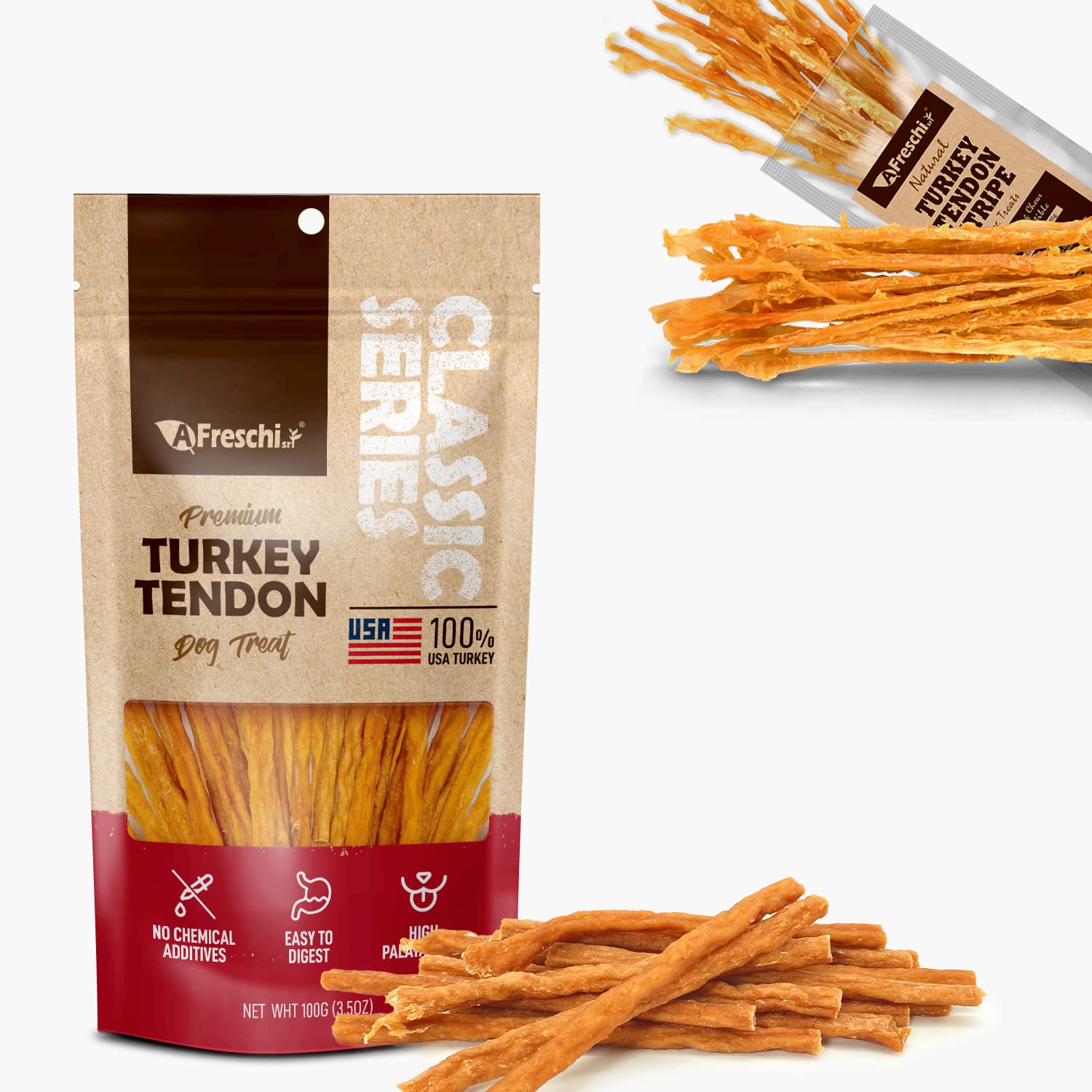 AFreschi Turkey Tendon for Dogs(Thin Stick+Strip)