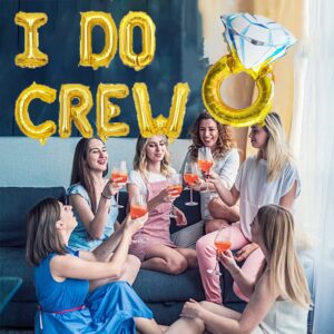 KUNGOON I Do Crew Balloons Banner,I Do Engagement Party Sign,Ring Theme Bridal Shower/Bachelorette/Wedding/Anniversary Party Supplies Decorations. (Gold)