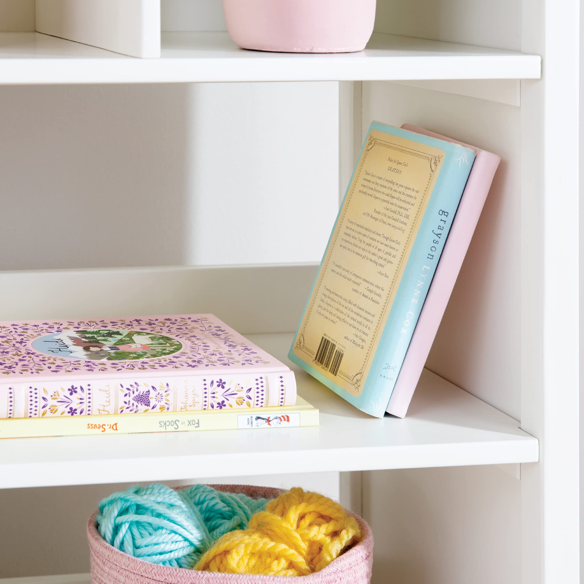 Martha Stewart Kids Jr. Dollhouse Bookcase - Creamy White: Wooden Organizer Shelves with Two Storage Compartments for Books, Dolls, Toys, and School Supplies | Children's Bedroom Furniture - Ages 3-8