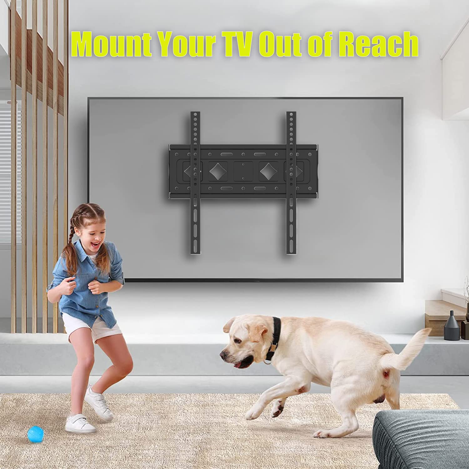 TV Wall Mount Bracket Fixed for Most 26”-65” LED, OLED 4K Flat Screen TVs, Low Profile TV Mount Holds up to 132lbs VESA 400X400mm - Fits 16” Studs - Space Saving by Nuyoah