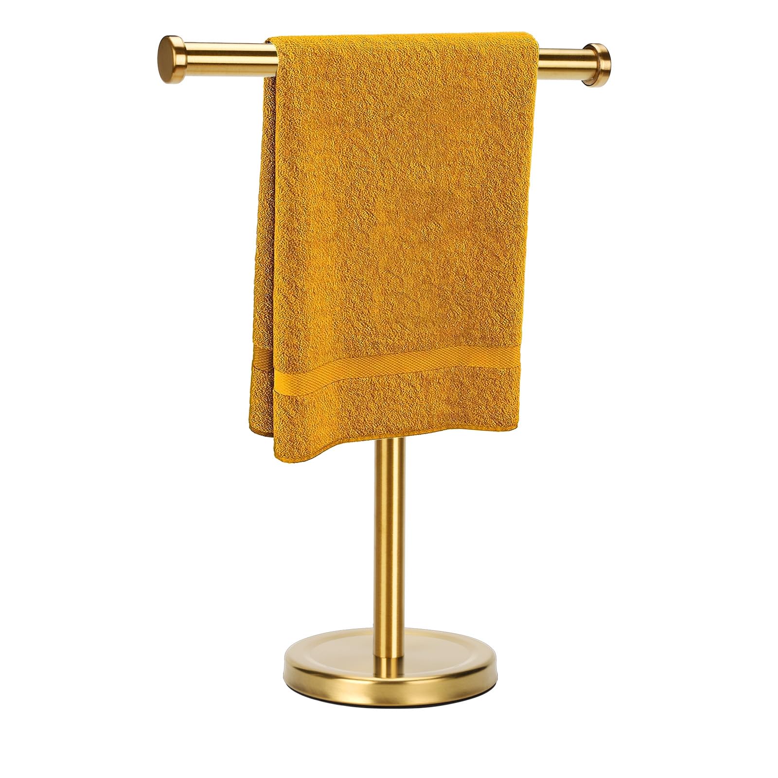 Hand Towel Holder Stand with Heavy Base, Hand Towel Rack for Bathroom (Stainless Steel, Gold Brushed)