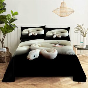 LTAETHC Duvet Cover Twin Size, Animals White Snake 3D Print Duvet Cover Set Luxury Microfiber Polyester Comforter Cover for Women Men Bedroom Decor Helps with Sleep (No Comforter)