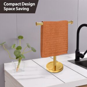 Hand Towel Holder Stand with Heavy Base, Hand Towel Rack for Bathroom (Stainless Steel, Gold Brushed)