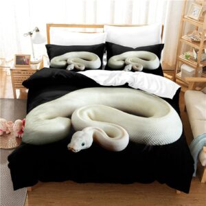 ltaethc duvet cover twin size, animals white snake 3d print duvet cover set luxury microfiber polyester comforter cover for women men bedroom decor helps with sleep (no comforter)