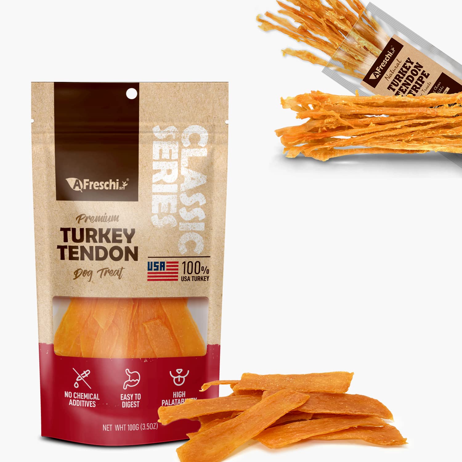 AFreschi Turkey Tendon for Dogs(Slice+Strip)