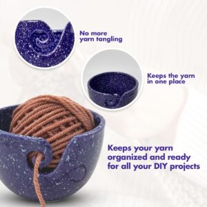 Darn Good Yarn handcrafted ceramic knitting crocheting yarn bowl| Purple speckled design| Large- holds at least 2 balls of yarn