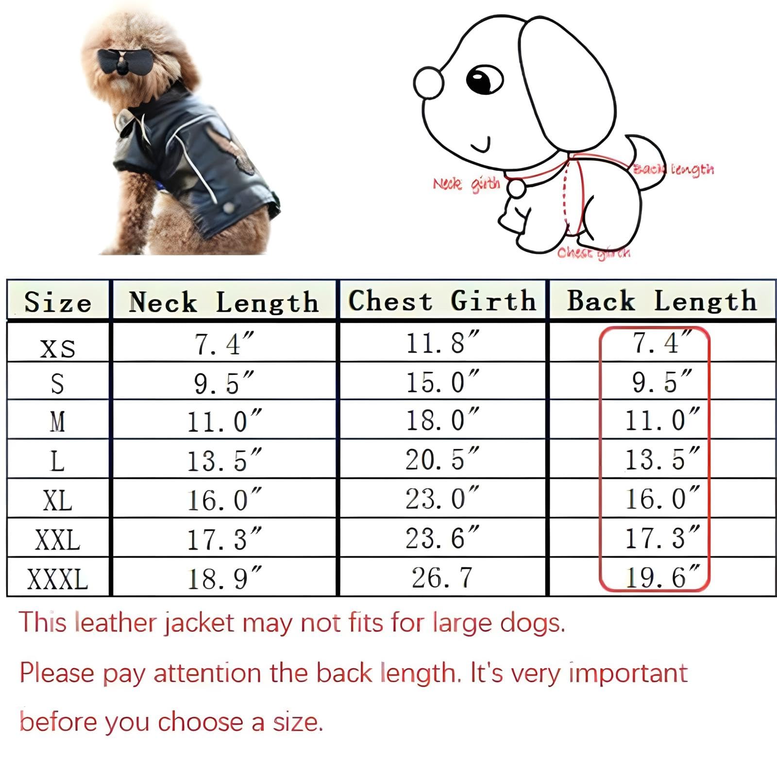 NIULA Dog Leather Jacket - Cute Leather Dog Jackets Motorcycle Clothes with Buttons Pet Waterproof Winter Coat for Small Medium Dogs