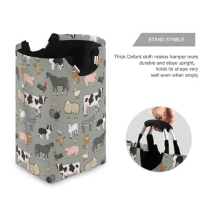 Kigai Farm Animal Laundry Basket Collapsible Large Clothes Hamper Nursery Storage Bin with Handle for Bedroom, Bathroom, Dorm, Kids Room