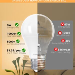 Lumiverse A19 Led Light Bulb, 9 Watt [60W Equivalent], 2700K Soft White, E26 Base Bulb, Non-dimmable, 800lm Light Bulbs, UL Listed, 24 Pack