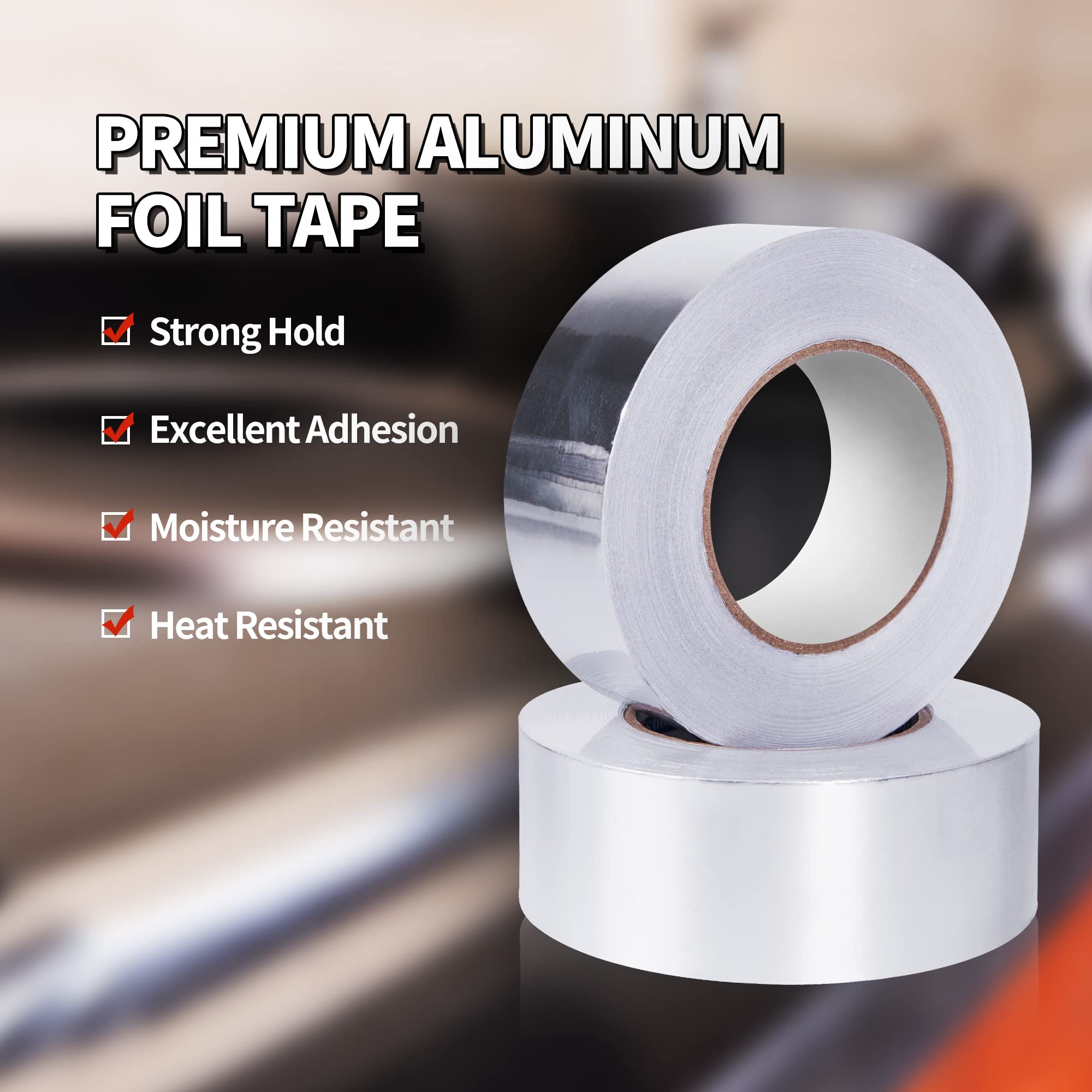 TAPEBEAR Aluminum Foil Tape, Aluminum Air Duct Tape, Withstand 80°C to 100°C, Heat Resistant Tape Insulation Tape for HVAC, Sealing & Patching, Metal Repair, 4inch x 50yard