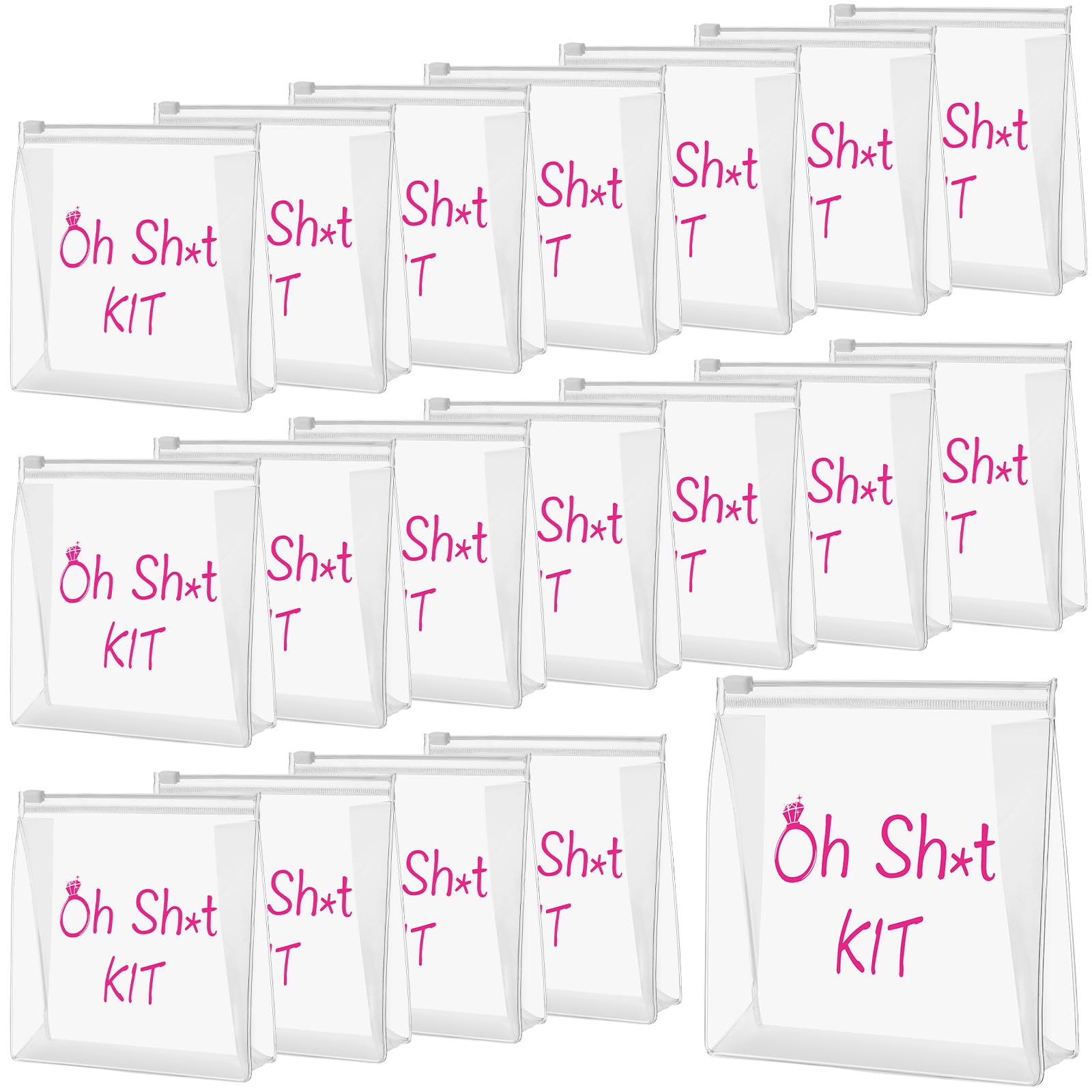 20 Pack Bachelorette Hangover Recovery Bags Bachelorette Survival Makeup Bag with Zipper Small Clear Plastic Hangover Bags for Wedding Bridal Gift Bachelorette Decorations (5.91 x 6.1 x 1.77 Inch)