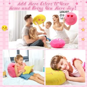 3 Pcs 16 Inch Face Emoticon Cushion Stuffed Plush Pillow, 3D Round Throw Pillows with Embroidery Pattern Cute Round Floor Cushion Decorative Plush Throw Pillows for Car, Bed, Couch, Sofa, Office Home