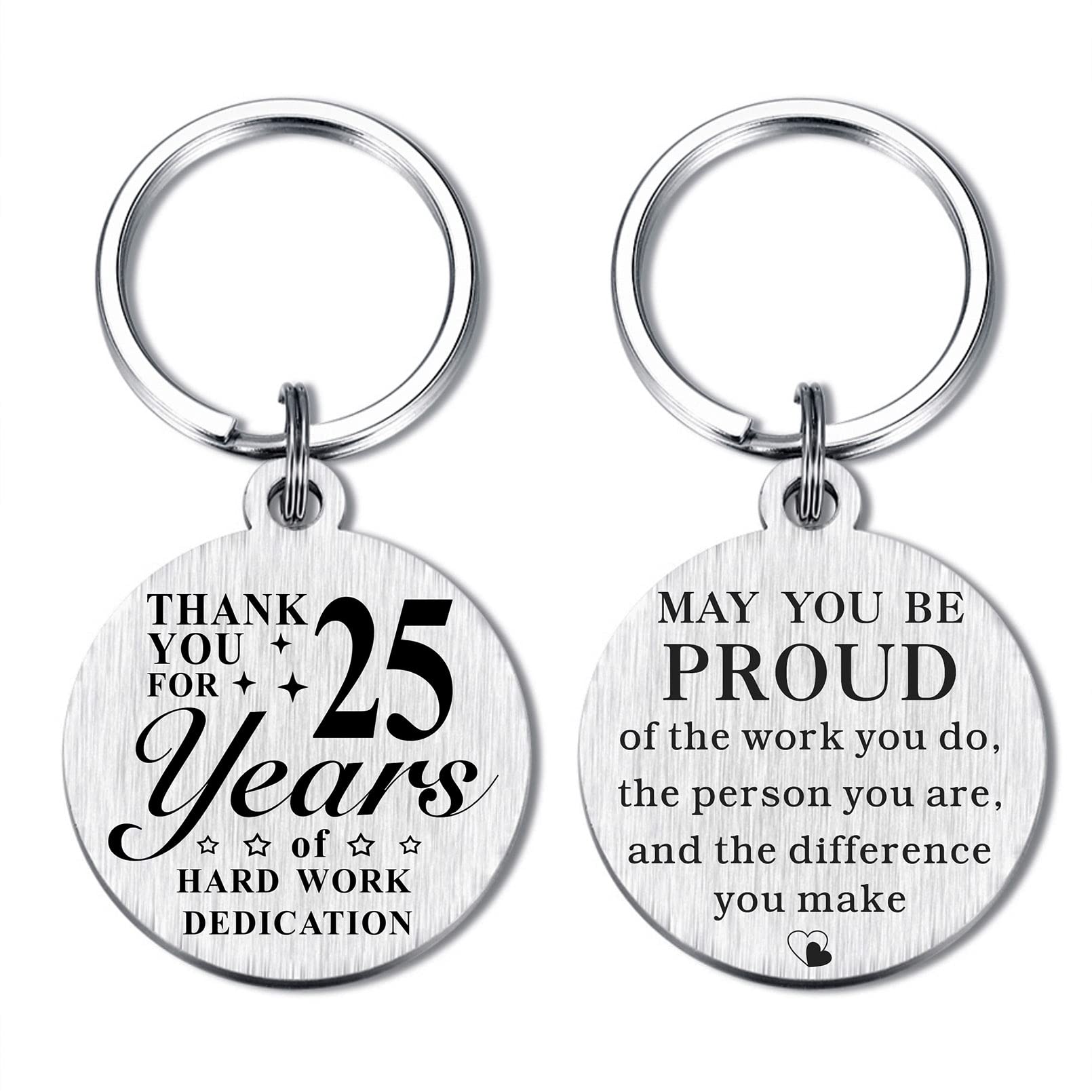 ABNTY 25 Year Work Anniversary Employee Gifts, 25th Work Anniversary Decorations, Thank You 25 Years Employee Anniversary Keychin Gifts