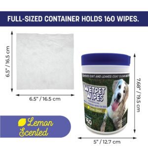 TMD Healthcare WETPET Wipes for Dogs, Lemon Scented, Grooming Wipes Remove Dirt & Grime, Deodorizing Easy to Use for Dogs & Puppies, Safe on Skin and Fur Single Pack