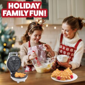 Christmas Tree Mini Waffle Maker - Make this Holiday Special for Kids with Cute 4 Inch Waffler Iron, Electric Non Stick Breakfast Appliance for Xmas Season, Fun Gift or Cute Dessert, Treat for Parties