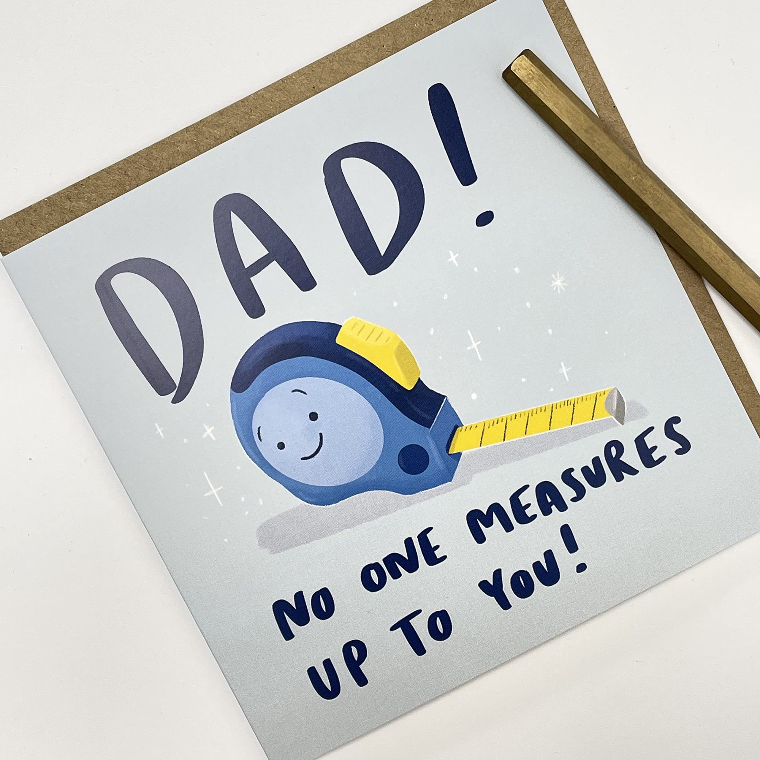 Old English Co. No One Measures Up To You Dad Father's Day Card for Him - Funny DIY Birthday Card for Dad | From Son, Daughter, Children | Blank Inside & Envelope Included