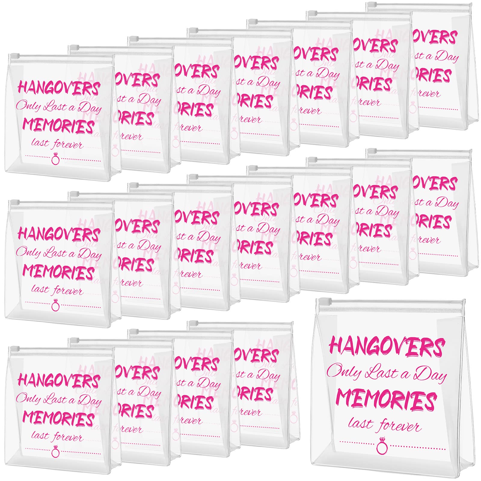 20 Pack Bachelorette Makeup Bags Hangover Recovery Kit Bags in Bulk Clear Plastic Pouch Small PVC Transparent Cosmetic Organizer Bag with Zipper for Bachelorette Bride Wedding Party Favors Travel