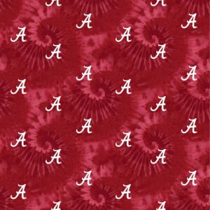 university of alabama cotton fabric by sykel-licensed alabama crimson tide tye dye cotton fabric