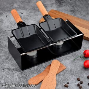 FantasyDay Mini Raclette Set,Two Grill Pan,Candlelight Cheese Melter Pan,Non Stick Rotaster Baking Tray Stove Set,Suitable for Cheese, Meat, Fish, and Vegetables（ not included candles）