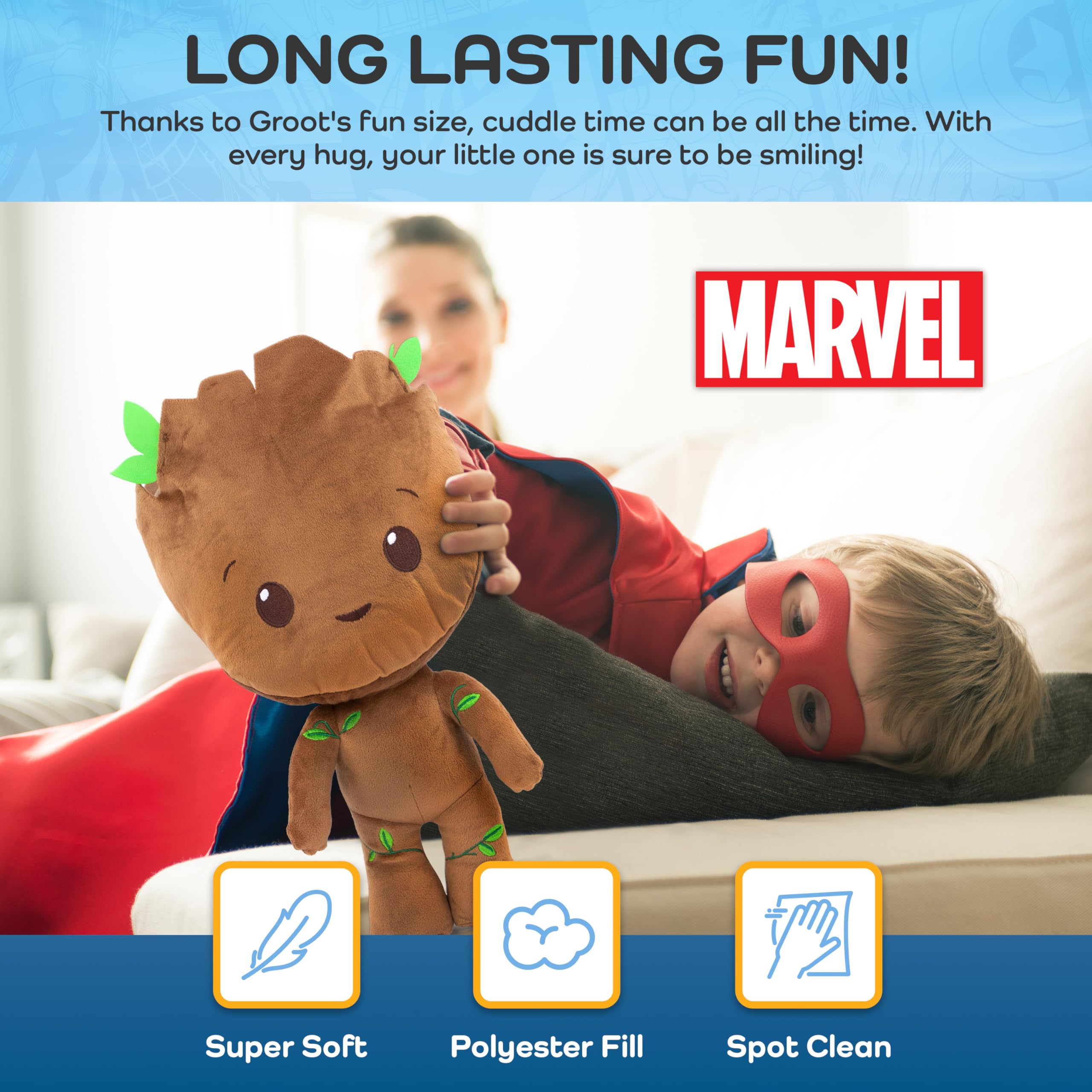 Marvel Guardians of The Galaxy Groot Stuffed Pillow Buddy - Super Soft Polyester Microfiber, 14 inch (Official Product)