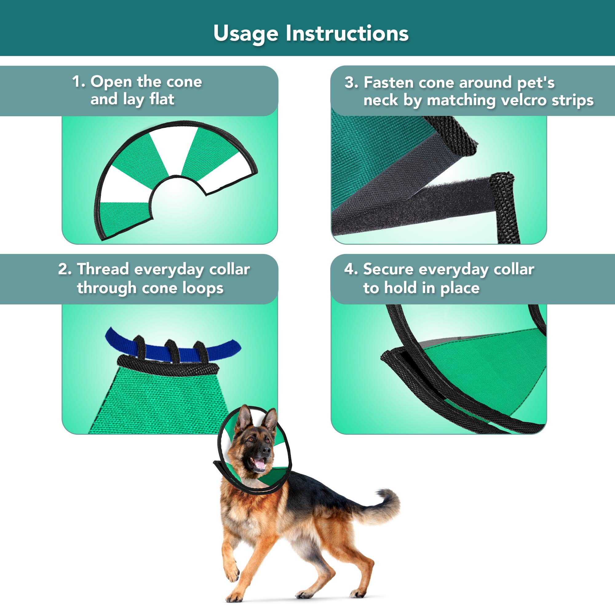 ZenPet ProCone Teal Pet E-Collar for Dogs and Cats - Comfortable Soft Recovery Collar is Adjustable for a Secure and Custom Fit - Easy for Pets to Eat and Drink - Works with Your Pet's Collar (Small)