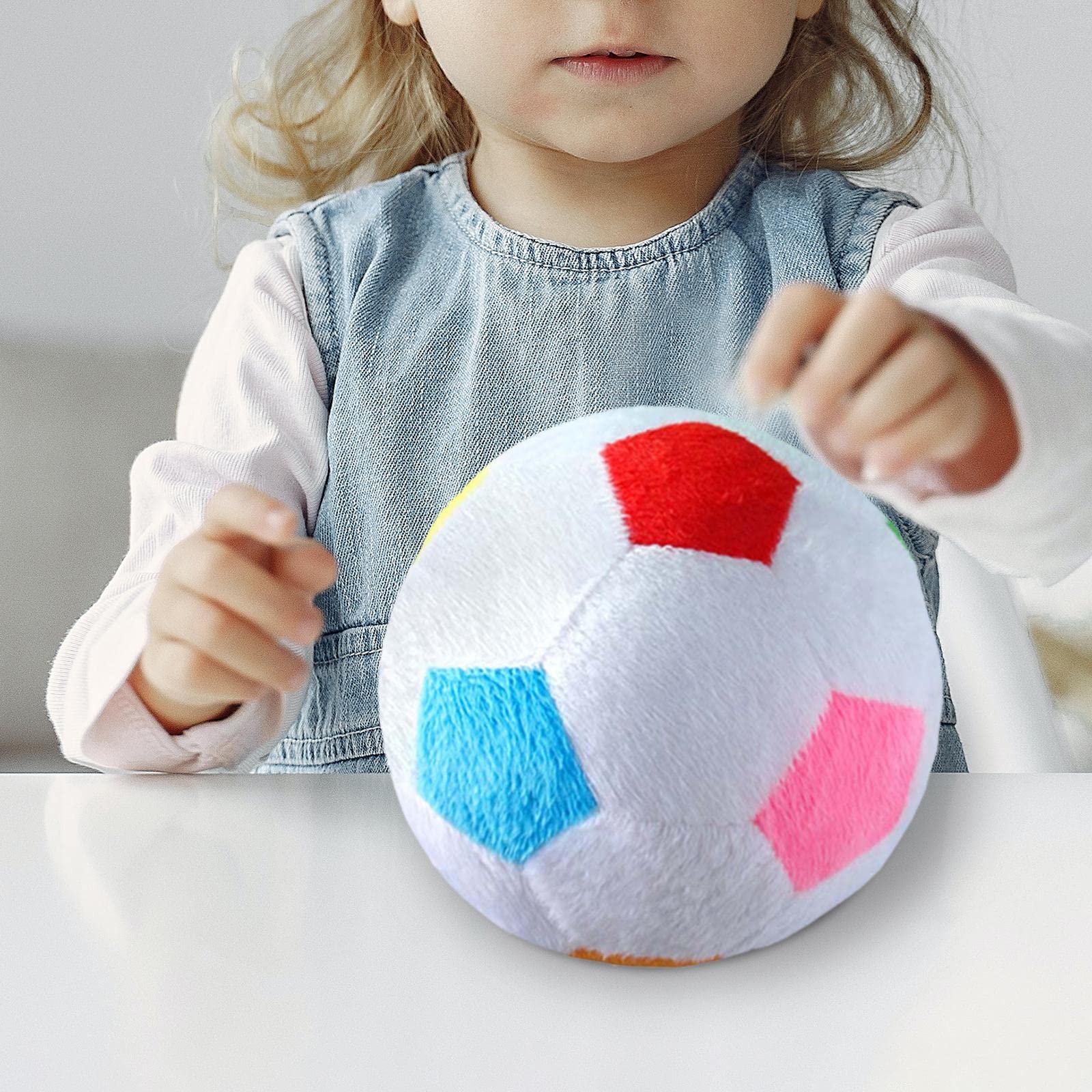 Milageto Multifunctional Plush Football Toy 17cm Diameter Plush Pillow, Ball Soft Soccer Stuffed Plush Toy for Birthday Gifts Children Baby Room, Colorful