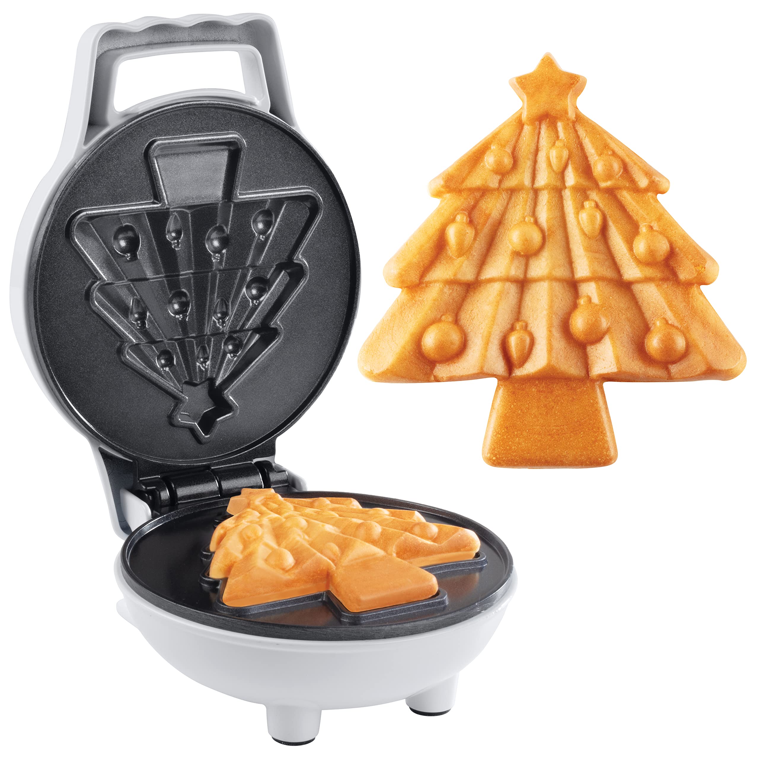 Christmas Tree Mini Waffle Maker - Make this Holiday Special for Kids with Cute 4 Inch Waffler Iron, Electric Non Stick Breakfast Appliance for Xmas Season, Fun Gift or Cute Dessert, Treat for Parties