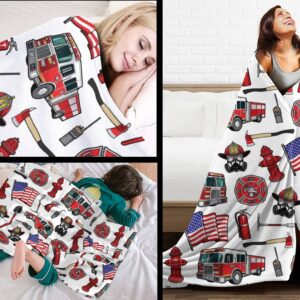 Firetruck Throw Blanket, Super-Soft Firefighter Blanket for Toddler Boys, Kids, and Children, Fleece Blanket Warm Fluffy and Cozy Soft Blanket for All Season 40"x50"