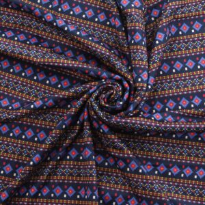 Cobalt Aztec DBP Fabric - Double Brushed Polyester 4 Way Stretch - 1 yard