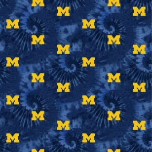 university of michigan cotton fabric by sykel-licensed michigan wolverines tye dye cotton fabric