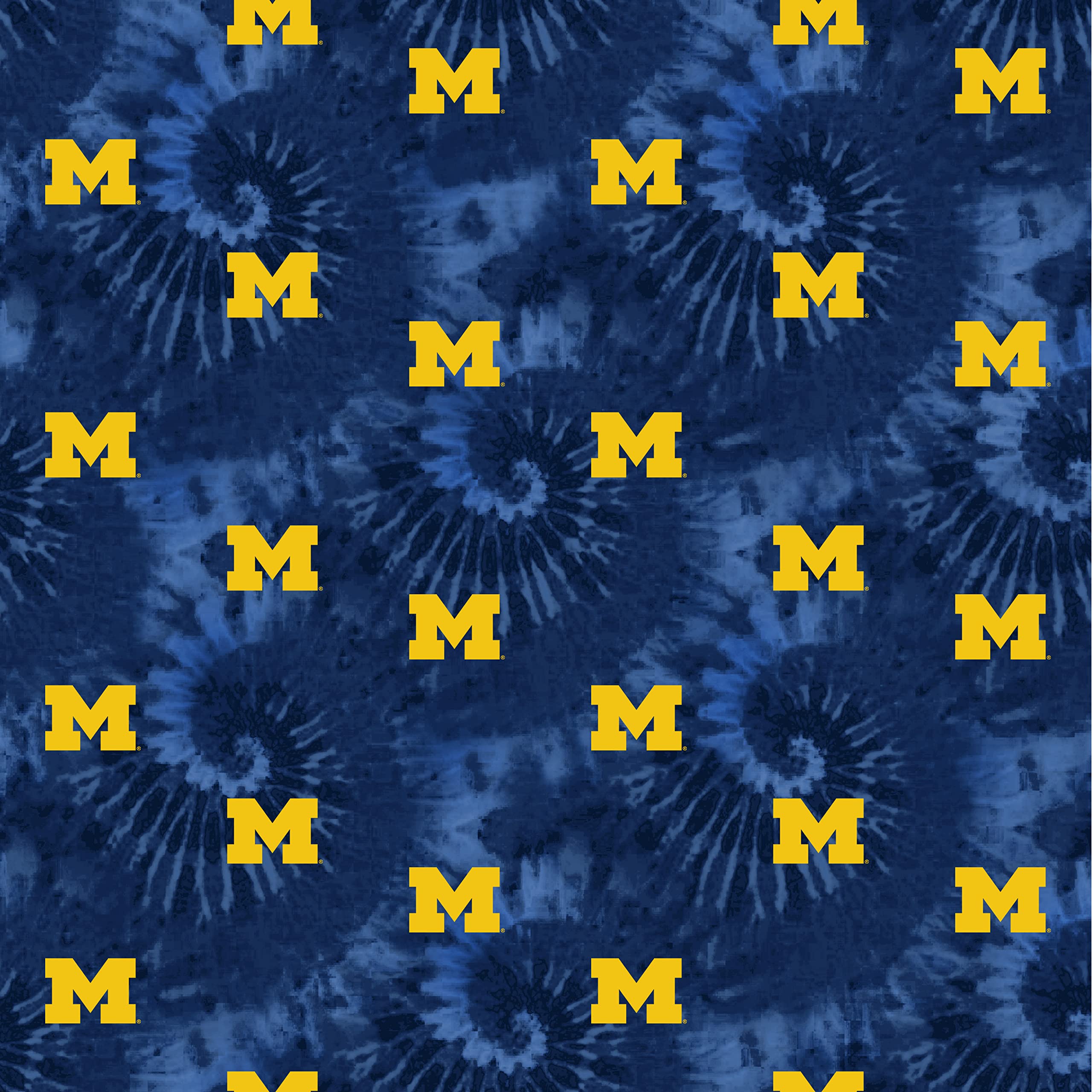 University of Michigan Cotton Fabric by Sykel-Licensed Michigan Wolverines Tye Dye Cotton Fabric