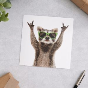 UK Greetings Birthday Card For Him/Male/Friend With Envelope - Raccoon Design