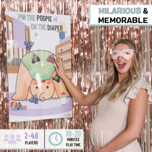 Pin the Poopie on the Diaper Boy Baby Shower Game - Hilarious Baby Shower Game with Vibrant Stickers - Perfect for Gender Reveal, Coed or Gender Neutral Party - Funny Baby Shower Idea for 48 Guests