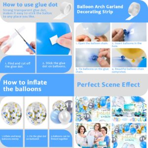 PARTY SPOT! 94 pcs Baby Shower Decorations for Boy, 5 Pcs White Balloon Boxes, 70 pcs Latex Balloons, Blue Elephant Theme Baby Shower Decorations Gender Reveal Party Supplies