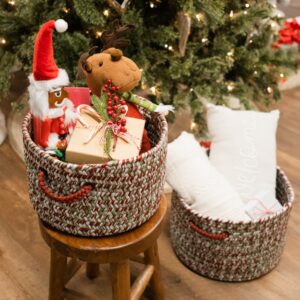 Colonial Mills Tweed Decorative Braided Basket, 14"x14"x10", Holiday Blend